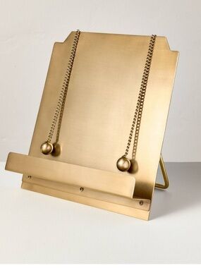 Hearth & Hand with Magnolia Brass Cookbook Holder Stand w/ Weighted Gold Chains